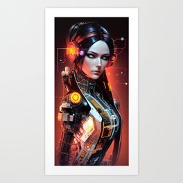 Cyberpunk 10 woman, future, sci fi, fantasy, vr, neon Art Print
