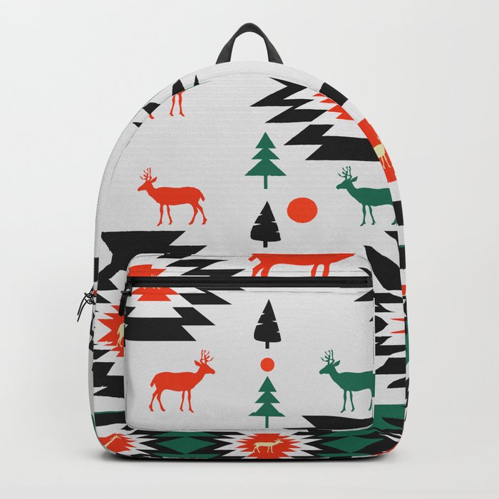 Deer in red and green Backpack