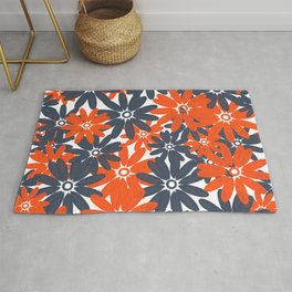 Retro Independence Day Flowers Red White And Blue Area & Throw Rug