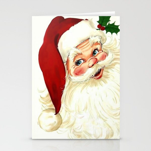 Cute laughing vintage santa Stationery Cards