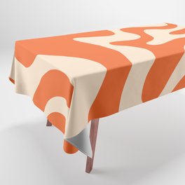 Retro Liquid Swirl Abstract Pattern Square in Tangerine Orange and Peach Tablecloth
