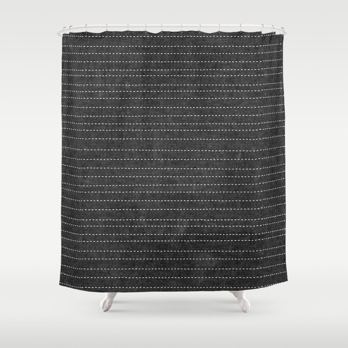 stitched stripes - charcoal Shower Curtain