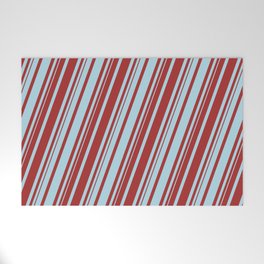 [ Thumbnail: Light Blue & Brown Colored Lines Pattern Welcome Mat ]