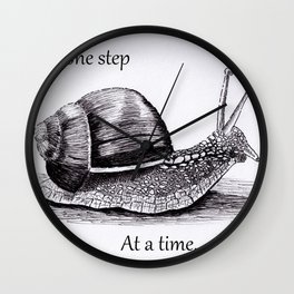 Snail in Ink Art Print - Keep Moving Wall Clock