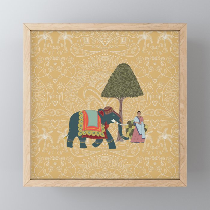 India vibes elephant Framed Mini Art Print