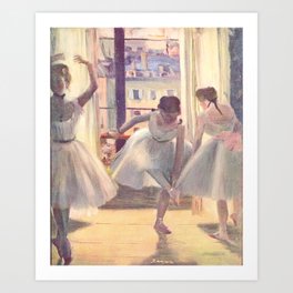 Degas : Three Dancers in an Exercise Hall 1880 lightened Art Print