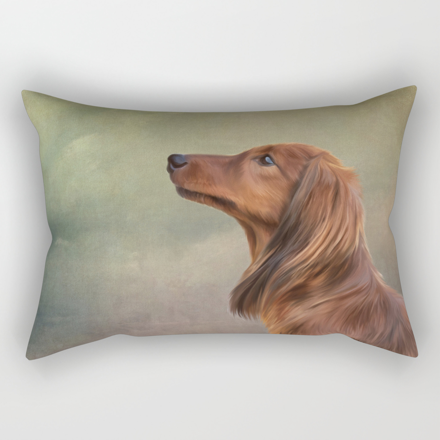 Dog Breed Long Haired Dachshund Portrait Oil Painting Rectangular