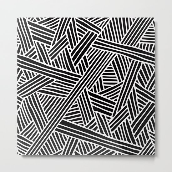 Abstract black & white Lines and Triangles Pattern-Mix and Match with Simplicity of Life Metal Print