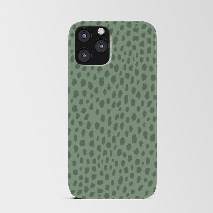Sage Green Polka Dot Spots Pattern iPhone Card Case