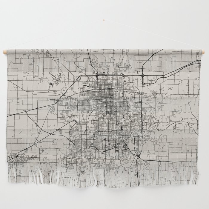 Springfield, Missouri - USA - Black and White Minimal City Map Wall Hanging