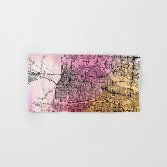 Colorful Memphis City Map Hand & Bath Towel