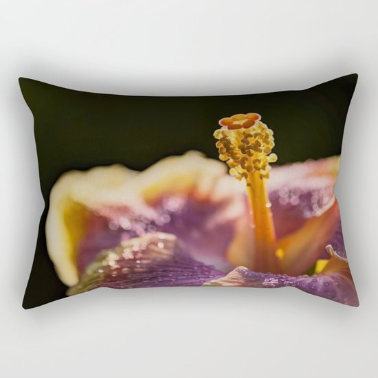 Tropical Hibiscus flower at backlight Rectangular Pillow