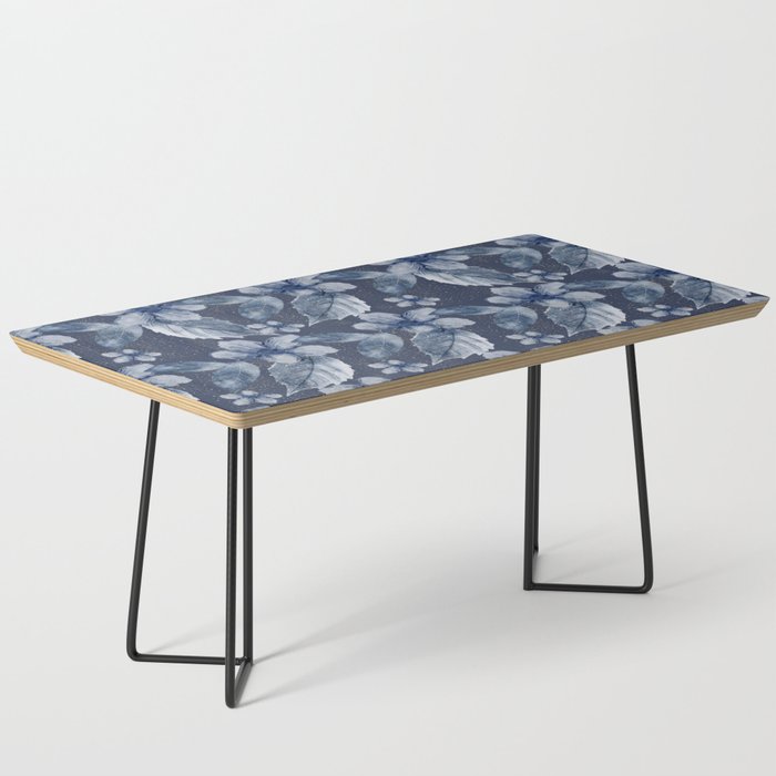 Blue Watercolor Floral Pattern Coffee Table