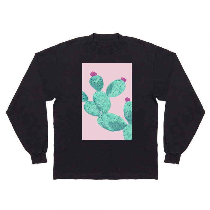 Cactus with pink flowers Long Sleeve T Shirt