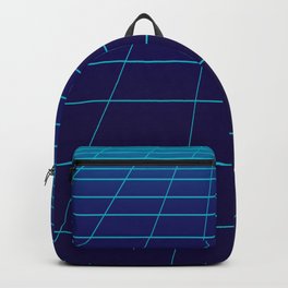 Minimalist Blue Gradient Grid Lines Backpack | Geometric, Synthwave, Minimalism, Nostalgia, Blue, Neon, 1980S Style, Outrun, Aesthetic, Pattern 