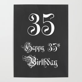 [ Thumbnail: Happy 35th Birthday - Fancy, Ornate, Intricate Look Poster ]