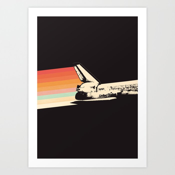 Spaceship - Rainbow Art Print