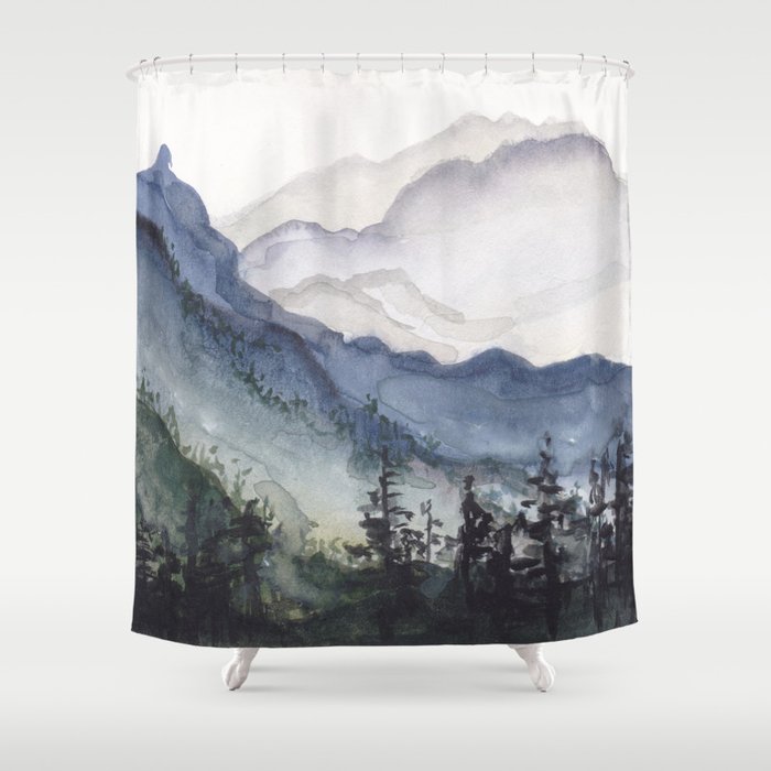 Mountains at Dawn Shower Curtain