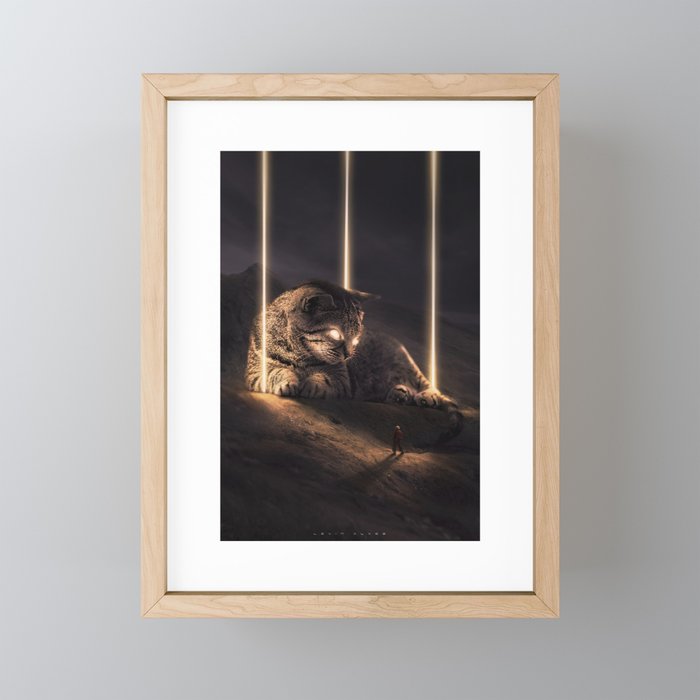 Cat in Space Framed Mini Art Print