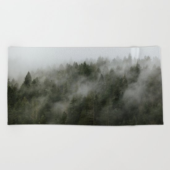 Pacific Northwest Foggy Forest Beach Towel