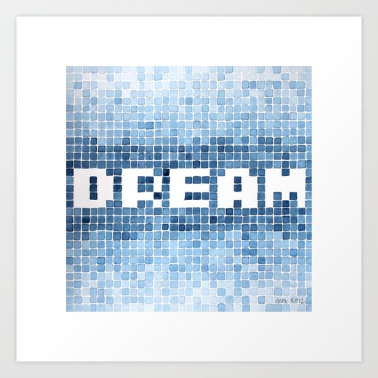 Dream watercolor mosaic typography Art Print