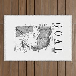 Ice Hockey Goal Old Vintage Patent Drawing Print Outdoor Rug