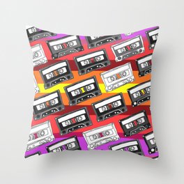 Colorful cassette tape lovers Throw Pillow