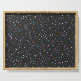 Colorful Night Sky on Black Serving Tray