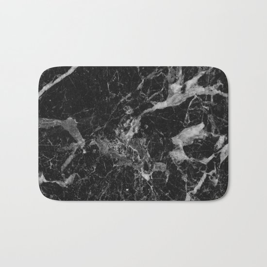 Black and Gray Marble Pattern Bath Mat