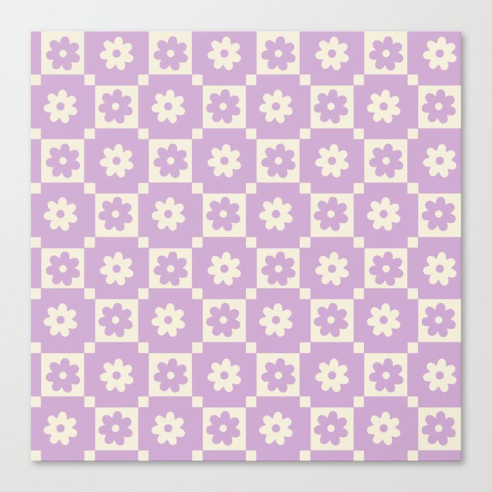 Checkered Daisy - Lavendar Canvas Print