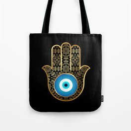 Evil Eye Amulet Hamsa Hand Mandala Tote Bag