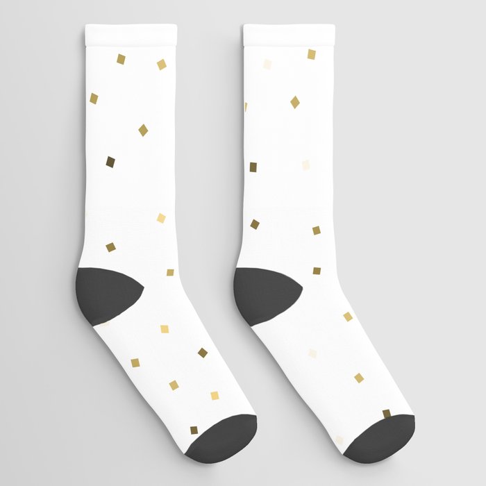 Simple Christmas seamless pattern Golden Confetti on White Background Socks