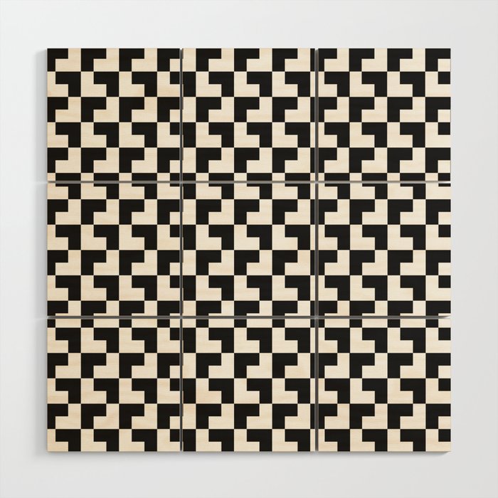 Black and White Tessellation Pattern - Graphic Design Wood Wall Art