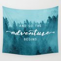 And So The Adventure Begins - Turquoise Forest Wandbehang
