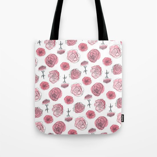 Pink Carnation Pattern Tote Bag