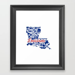 LA Tech Louisiana Landmark State - Red and Blue LA Tech Theme Framed Art Print