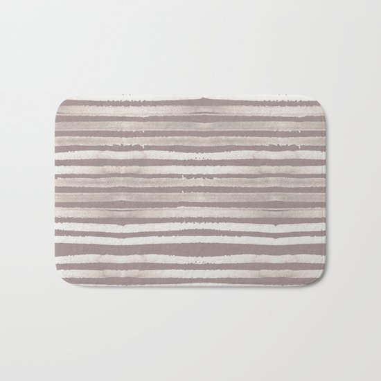 Simply Shibori Stripes Lunar Gray and Red Earth Bath Mat