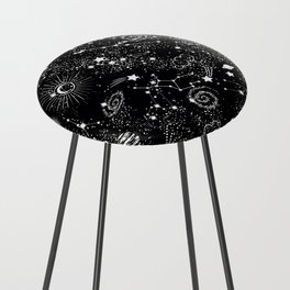 Starry Cosmic Galaxy Planets & Constellations II Counter Stool