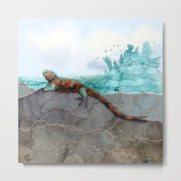 Marine Iguana on the Seashore - Galapagos Endangered Animal Metal Print | Endangeredspecies, Ontherocks, Reptiles, Galapagosislands, Oceanlife, Andreeadumez, Archipelago, Santacruz, Iguana, Seacreatures 
