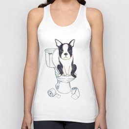Boston terrier toilet Painting Wall Poster Watercolor Unisex Tank Top