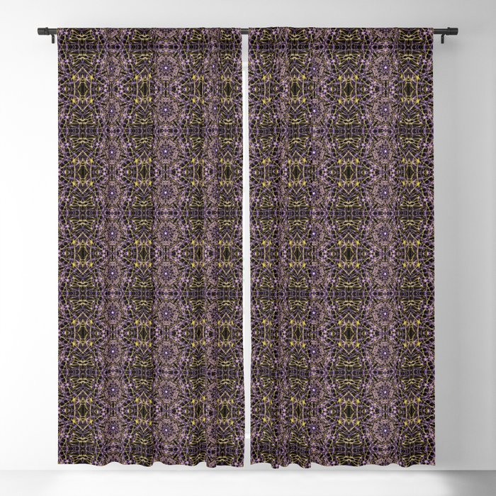 Liquid Light Series 57 ~ Purple & Yellow Abstract Fractal Pattern Blackout Curtain