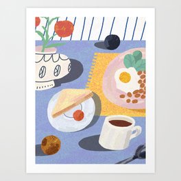 coffee and fried eggs Art Print