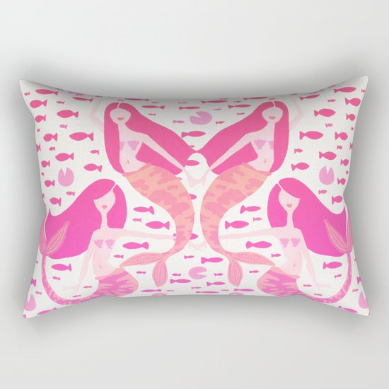 Koi Mermaids – Pink Palette Rectangular Pillow