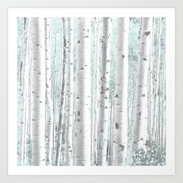Pale Birch and Blue Art Print
