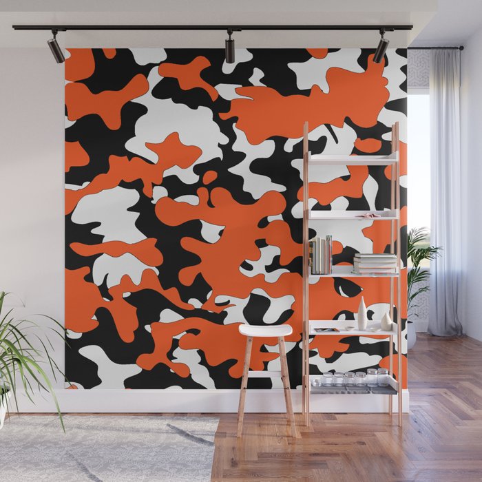 TEAM COLORS 5 NEW RED ORANGE BLACK WHITE Wall Mural