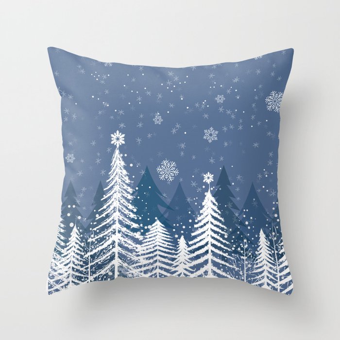 Winter Snow Forest Throw Pillow