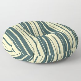 [ Thumbnail: Dark Slate Gray and Beige Colored Stripes/Lines Pattern Floor Pillow ]
