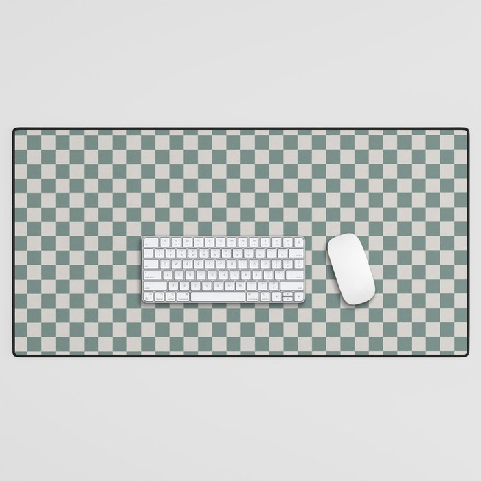 Beige and Green Square Desk Mat