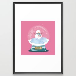snowman in a snowball globe Framed Art Print