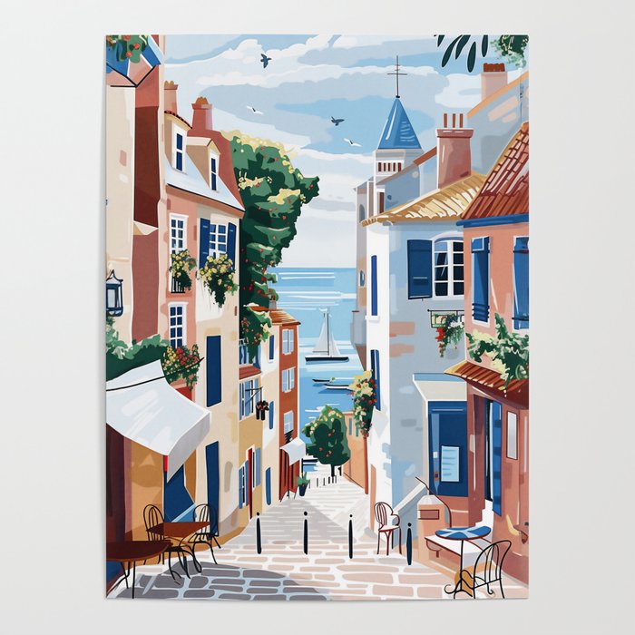 Saint Tropez Seaview - By The Seashore Poster